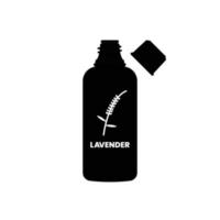 silueta de aceite de lavanda. elemento de diseño de icono en blanco y negro sobre fondo blanco aislado vector