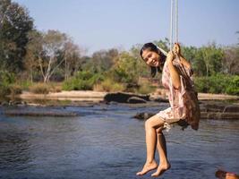 Woman and river photo