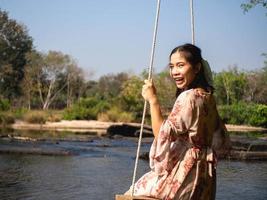 Woman on river photo