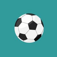 balón de fútbol aislado. ilustración plana vectorial de la pelota para el partido de fútbol sobre fondo verde vector