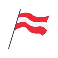 Waving flag of Austria country. Isolated austrian flag on white background. Vector flat illustration