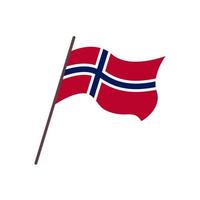 Waving flag of Norway country. Isolated norwegian flag with cross on white background. Vector flat illustration
