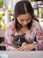 Woman and cat photo
