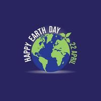 diseño del logotipo del día de la tierra. feliz día de la tierra, 22 de abril. Ilustración de vector de fondo de mapa mundial. vector
