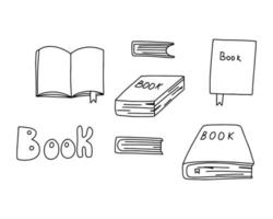 Vector set of books. Books drawn with an outline