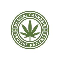 Vintage CBD Medical Cannabis Marijuana Hemp Pot leaf Herb Badge Label Logo Design Vector