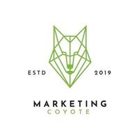 vector de diseño de logotipo de arte de línea de marketing de lobo coyote