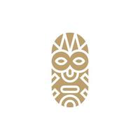 vector de diseño de logotipo de máscara de madera dorada tiki