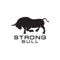 Strong Bull Silhouette Logo Design Vector