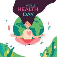 día mundial de la salud con diseño de niña y tierra vector