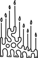 Burning candle in candlestick.Hand-drawn vector illustration in doodle style