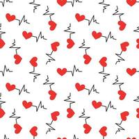 Seamless pattern with heartbeat symbol vector