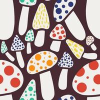 Seamless pattern with wild mushrooms and toadstools. Vector illustration in a flat style