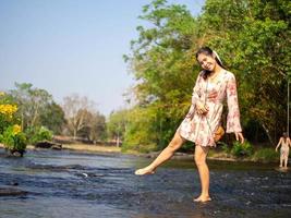 Woman and river photo