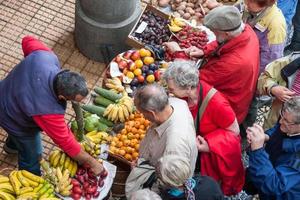 FUNCHAL, MADEIRA, PORTUGAL, 2008. Bustling fruit and vegetable market