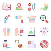 paquete de iconos planos de herramientas médicas vector