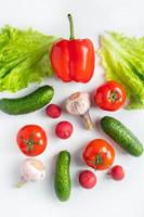 Fresh vegetables on a white background. photo