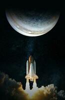 transbordador espacial despega a júpiter. elementos de esta imagen proporcionada por la nasa.