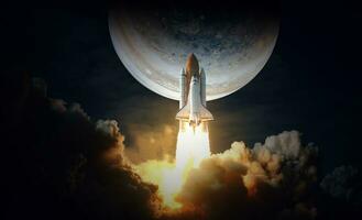 Space Shuttle takes off to jupiter. Elements of this image furnished by NASA. photo