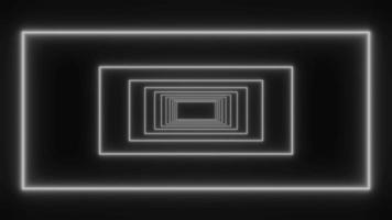 luce al neon tunnel animazione sfondo nero, restro fantascienza video