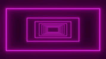 Neon light tunnel animation black background, Restro sci fi video