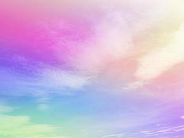 beauty sweet pastel pink purple colorful with fluffy clouds on sky. multi color rainbow image. abstract fantasy growing light photo