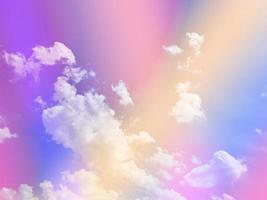 beauty sweet pastel violet orange colorful with fluffy clouds on sky. multi color rainbow image. abstract fantasy growing light photo