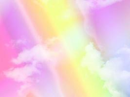 beauty sweet pastel orage yellow colorful with fluffy clouds on sky. multi color rainbow image. abstract fantasy growing light photo