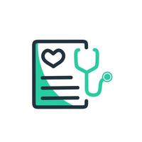 Simple and modern style flat design health check icon isolated on a white background. Health check symbol with stethoscope for web and mobile apps. Vector illustration