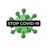 Stop Covid-19 Word and Virus Vector Illustration