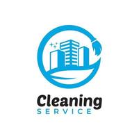 City Building Real Estate and Nature Leaf Cleaning Service Logo Design Vector