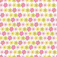 Seamless pattern with colorful daisy flowers. Great for fabric, wrapping papers, Easter design. Hand drawn flat illustration on white background.b vector