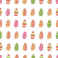 Seamless pattern with colorful Easter eggs. Great for fabric, wrapping papers. Hand drawn flat  illustration on white background. vector