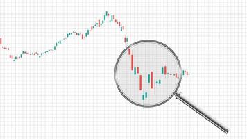 abstract background of magnifying glass stock market on white background vector