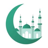 mezquita islámica con diseño de vector de luna eclipse perfecto para ramadán o eid mubarak editable gratis