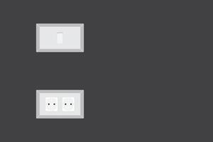 Light switch and Power outlet on gray wall with copy space vector