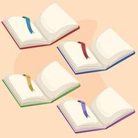 Opened Book with Bookmark Vector Illustration Collection