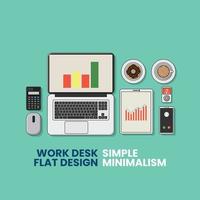 Illustration of work desk flat design vector
