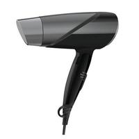 Modern black hair dryer isolated on white background vector