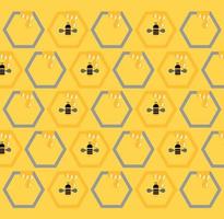 honey comb with bees background backdrop vector