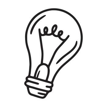 The light bulb vector isolated linear icon in doodle sketch style. Electricity and lighting as a symbol of the idea