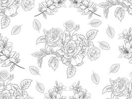 Beautiful rose line art seamless pattern vector