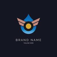 waterdrop wings logo design template vector for brand or company and other
