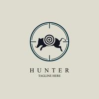 pig hunter bow target logo design template for brand or company vector