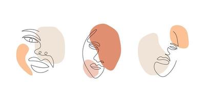 Female face line art. Abstract woman line art elements. Minimalist linear illustration. vector