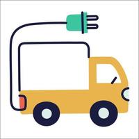 electric cargo truck. hand drawn EV doodle icon. vector