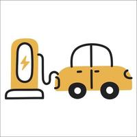 ev charging. hand drawn EV doodle icon. vector