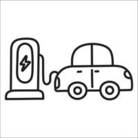 ev charging. hand drawn EV doodle icon. vector