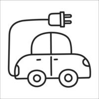 coche eléctrico. icono de garabato ev dibujado a mano. vector