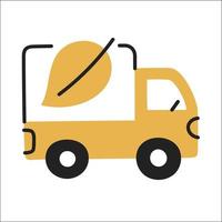 electric cargo truck. hand drawn EV doodle icon. vector